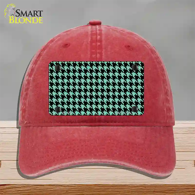 Mint Black Houndstooth Novelty License Plate Hat Unconstructed Cotton / Red