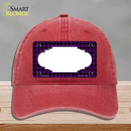 Purple Black Houndstooth Scallop Center Novelty License Plate Hat Unconstructed Cotton / Red