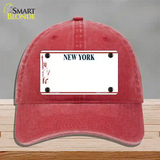 New York State Blank Novelty License Plate Hat Unconstructed Cotton / Red