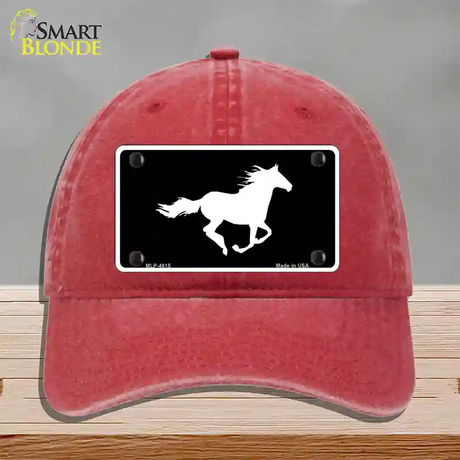 Running Horse Novelty License Plate Hat Unconstructed Cotton / Red