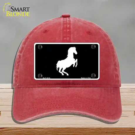 Horse Novelty License Plate Hat Unconstructed Cotton / Red