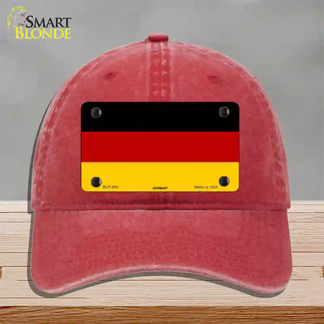 Germany Flag Novelty License Plate Hat Unconstructed Cotton / Red