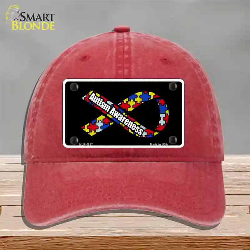 Autism Awareness Ribbon Novelty License Plate Hat Unconstructed Cotton / Red