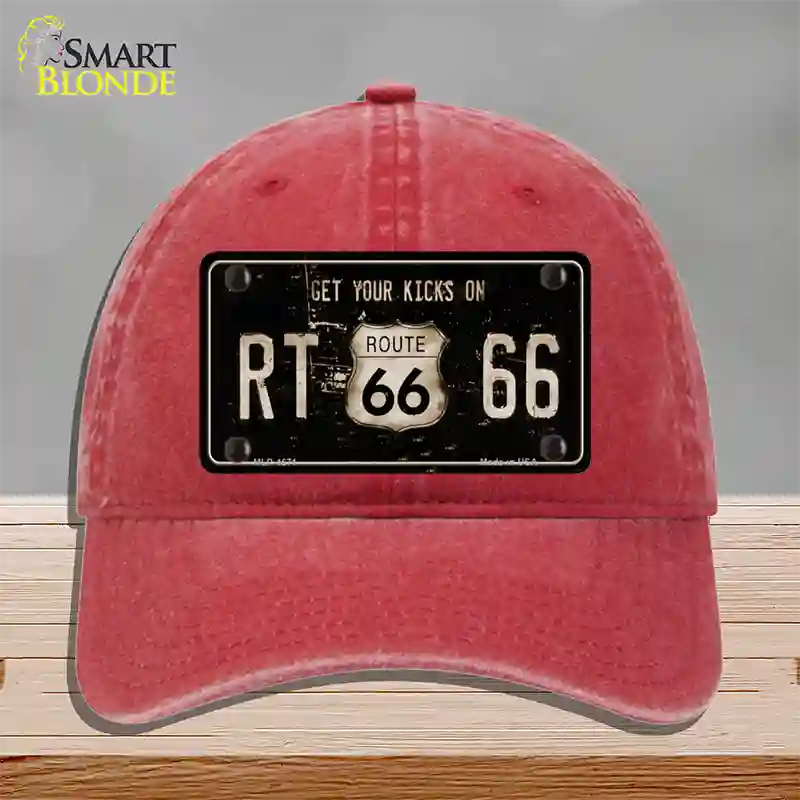 Route 66 Get Your Kicks Novelty License Plate Hat Unconstructed Cotton / Red