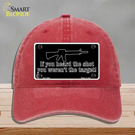 Heard The Shot Novelty License Plate Hat Unconstructed Cotton / Red