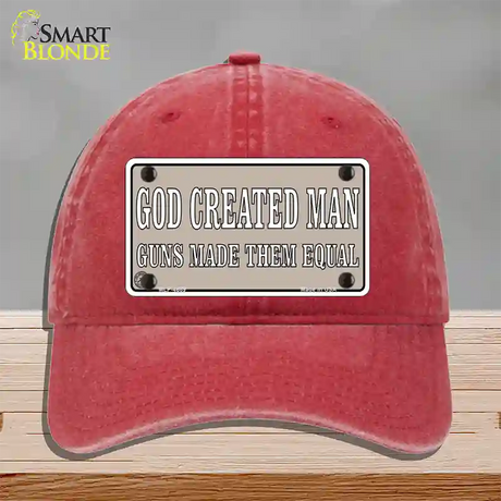 Guns Made Them Equal Novelty License Plate Hat Unconstructed Cotton / Red