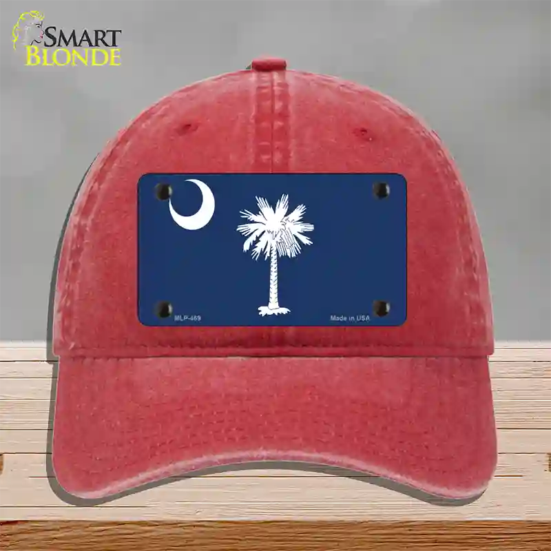 South Carolina State Flag Novelty License Plate Hat Unconstructed Cotton / Red