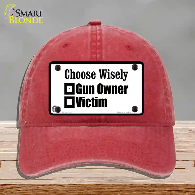 Choose Wisely Novelty License Plate Hat Unconstructed Cotton / Red