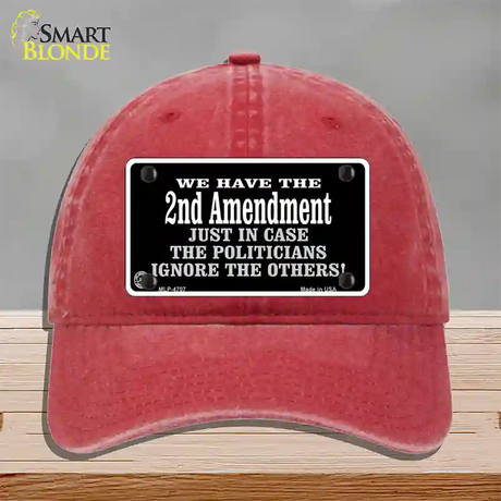 2nd Amendment In Case Politicians Ignore Novelty License Plate Hat Unconstructed Cotton / Red