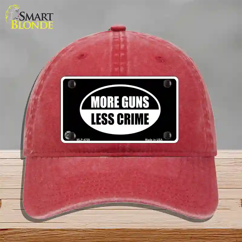 More Guns Less Crime Novelty License Plate Hat Unconstructed Cotton / Red