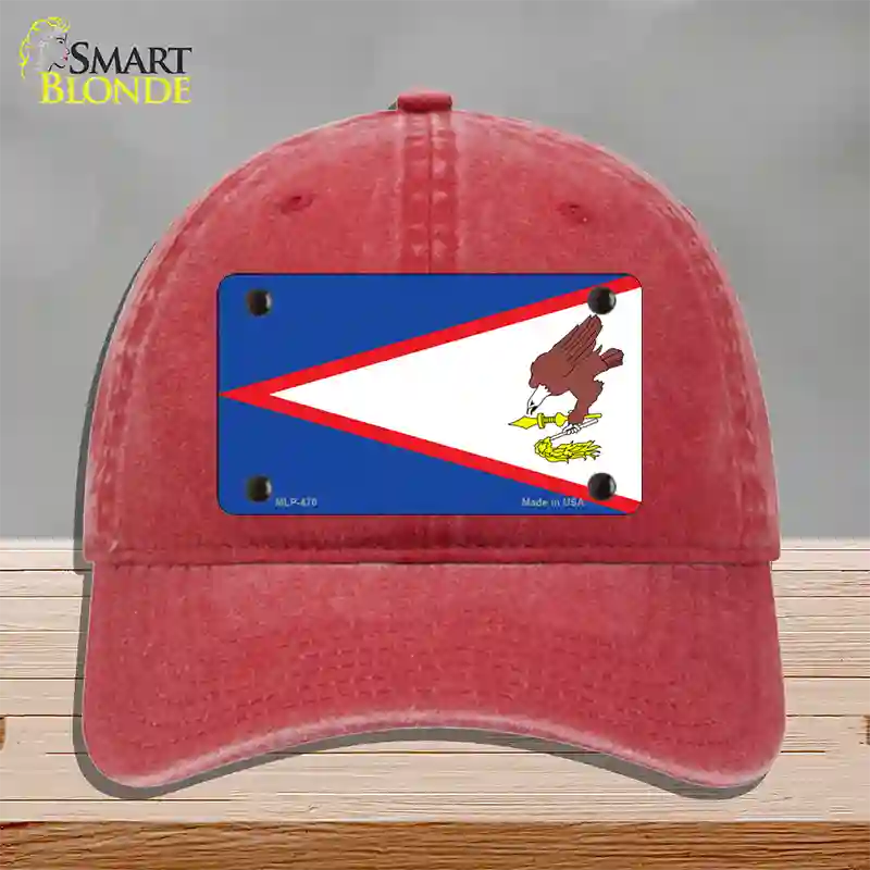 American Samoa Flag Novelty License Plate Hat Unconstructed Cotton / Red