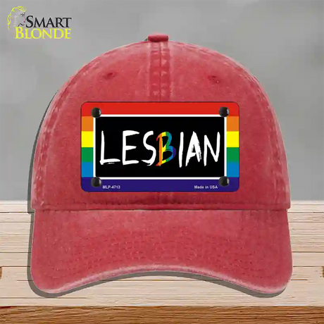 Lesbian Novelty License Plate Hat Unconstructed Cotton / Red