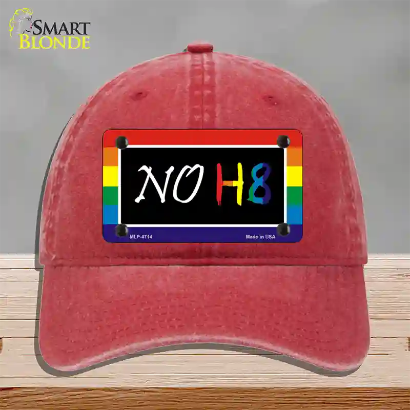 NO H8 Novelty License Plate Hat Unconstructed Cotton / Red