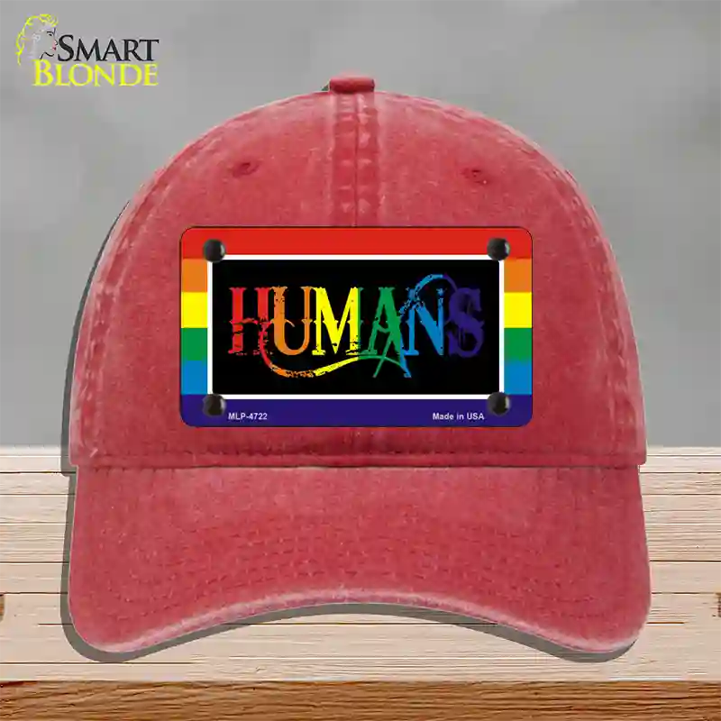 Humans Novelty License Plate Hat Unconstructed Cotton / Red