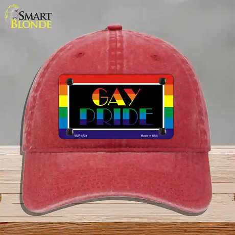 Gay Pride Novelty License Plate Hat Unconstructed Cotton / Red