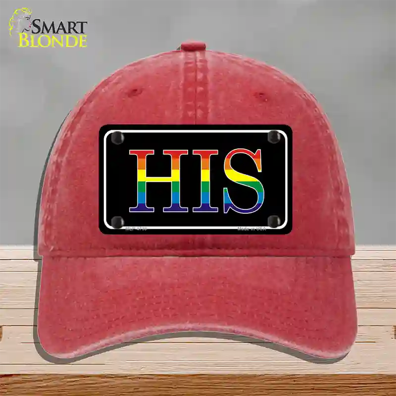 His Rainbow Novelty License Plate Hat Unconstructed Cotton / Red