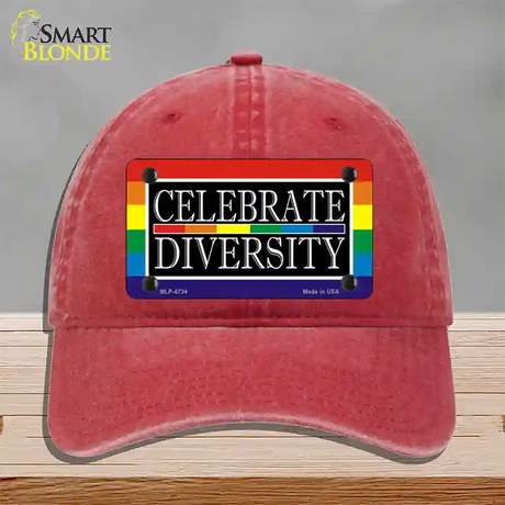 Celebrate Diversity Novelty License Plate Hat Unconstructed Cotton / Red