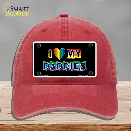 I Love My Daddies Novelty License Plate Hat Unconstructed Cotton / Red