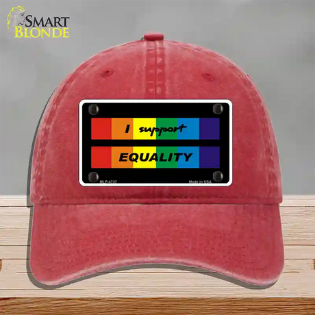 I Support Equality Novelty License Plate Hat Unconstructed Cotton / Red