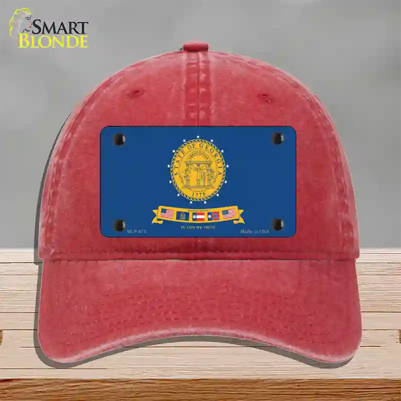 Georgia State Seal Novelty License Plate Hat Unconstructed Cotton / Red