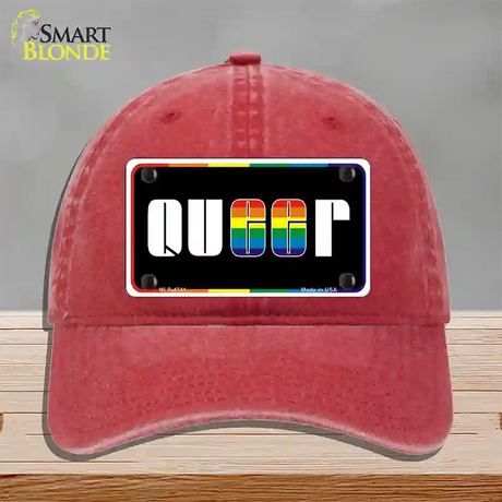 Queer Novelty License Plate Hat Unconstructed Cotton / Red