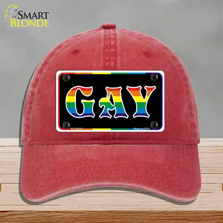 Gay Novelty License Plate Hat Unconstructed Cotton / Red