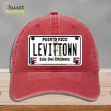 Levittown Puerto Rico Novelty License Plate Hat Unconstructed Cotton / Red