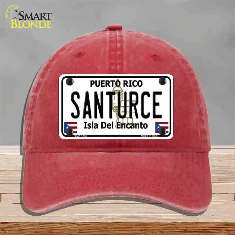 Santurce Puerto Rico Novelty License Plate Hat Unconstructed Cotton / Red