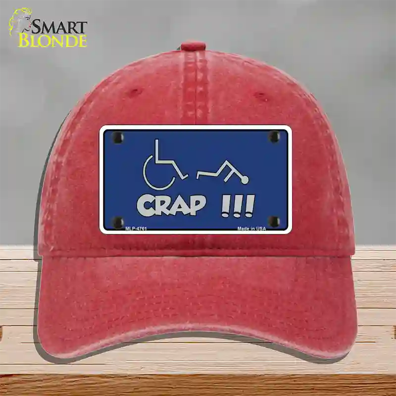 Handicap Crap Logo Novelty License Plate Hat Unconstructed Cotton / Red