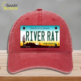 River Rat Arizona Novelty License Plate Hat Unconstructed Cotton / Red