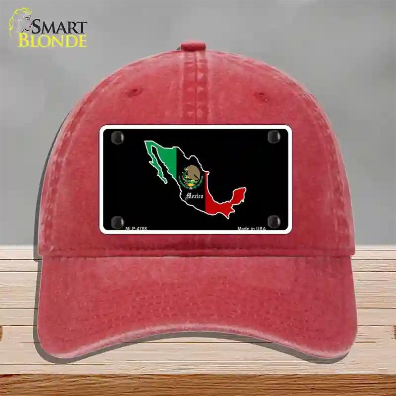 Mexico Outline Novelty License Plate Hat Unconstructed Cotton / Red