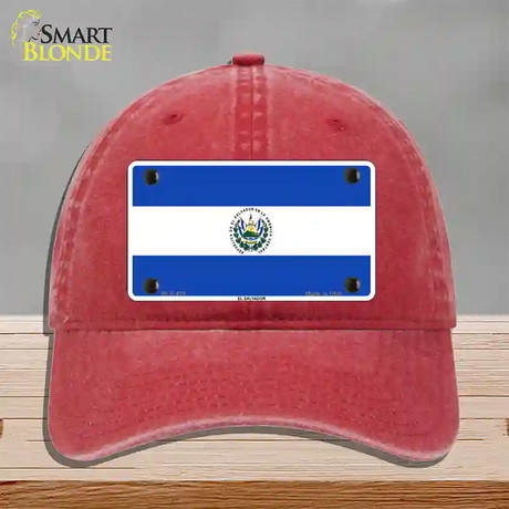 El Salvador Flag Novelty License Plate Hat Unconstructed Cotton / Red