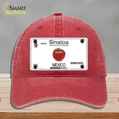 Sinaloa Mexico Novelty License Plate Hat Unconstructed Cotton / Red