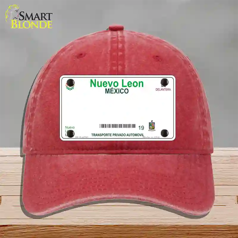 Nuevo Leon Mexico Blank Novelty License Plate Hat Unconstructed Cotton / Red