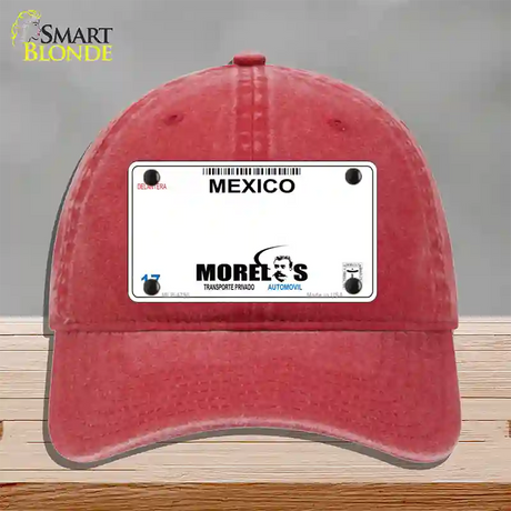 Morelos Mexico Novelty License Plate Hat Unconstructed Cotton / Red