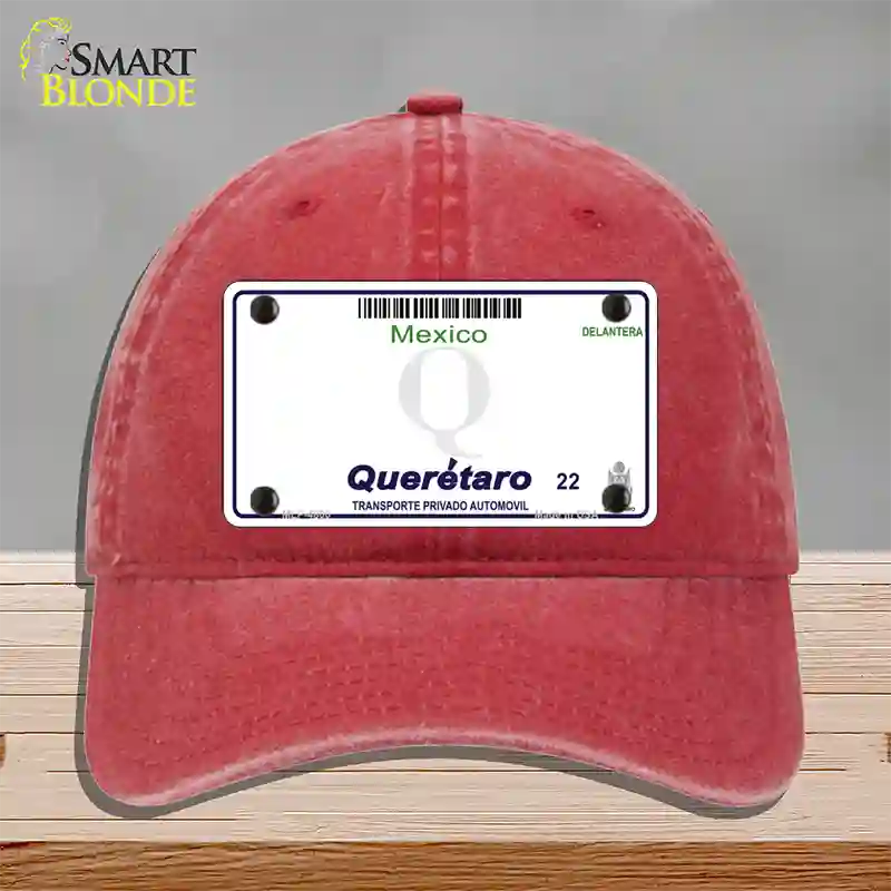 Queretaro Mexico Blank Novelty License Plate Hat Unconstructed Cotton / Red