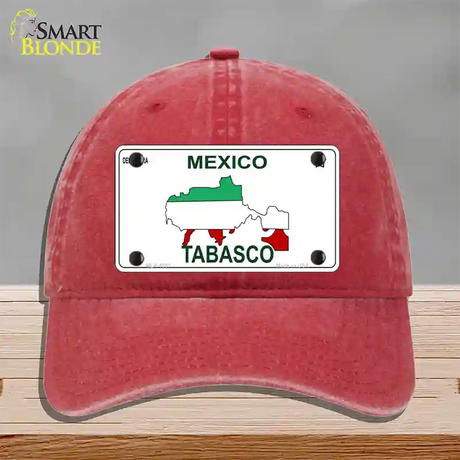 Tabasco Mexico Novelty License Plate Hat Unconstructed Cotton / Red