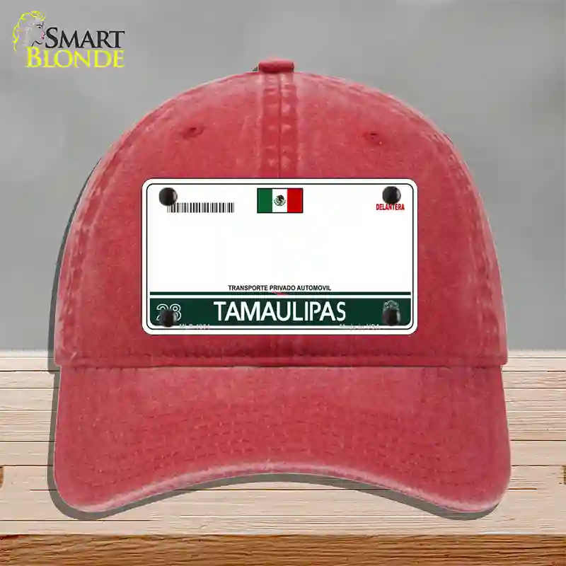 Tamaulipas Mexico Blank Novelty License Plate Hat Unconstructed Cotton / Red