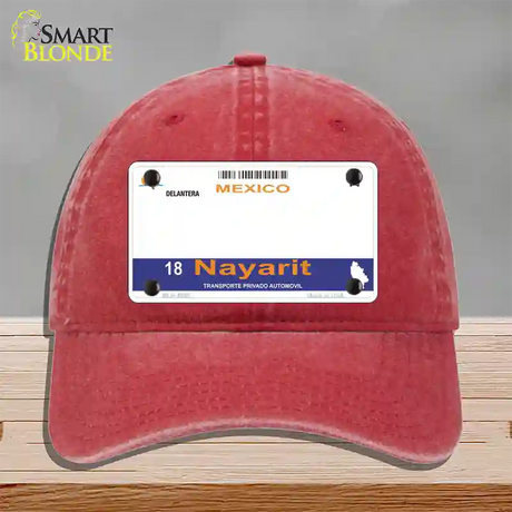 Nayarit Mexico Novelty License Plate Hat Unconstructed Cotton / Red