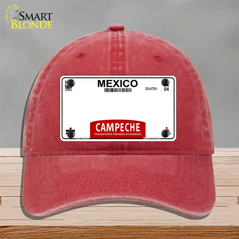 Campeche Mexico Blank Novelty License Plate Hat Unconstructed Cotton / Red