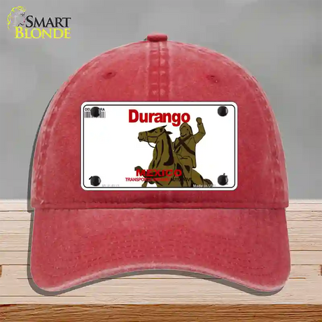 Durango Mexico Novelty License Plate Hat Unconstructed Cotton / Red