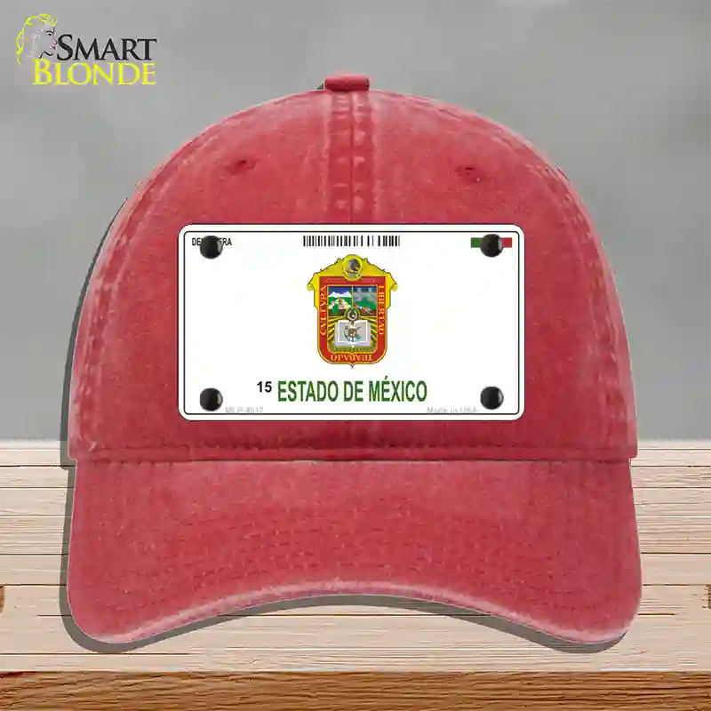 Estado De Mexico Novelty License Plate Hat Unconstructed Cotton / Red