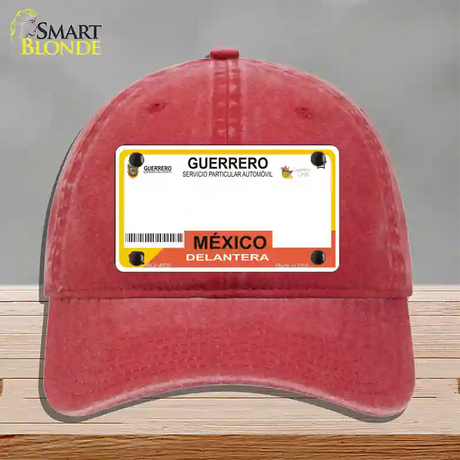 Guerrero Mexico Blank Novelty License Plate Hat Unconstructed Cotton / Red