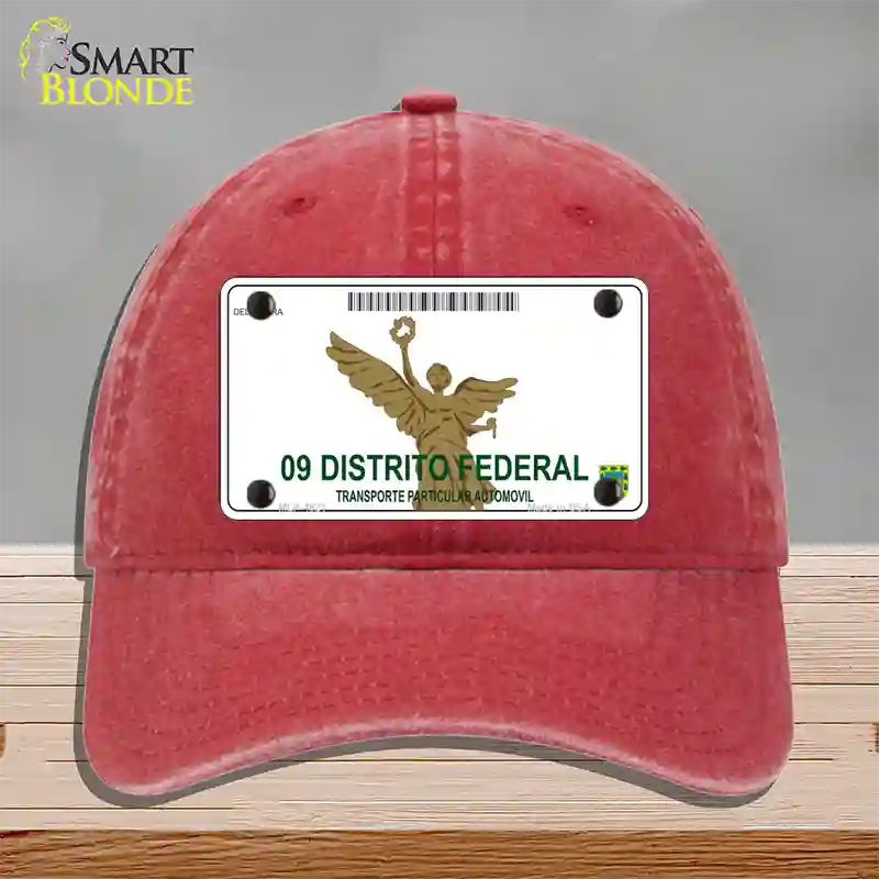 Distrito Federal Mexico Blank Novelty License Plate Hat Unconstructed Cotton / Red