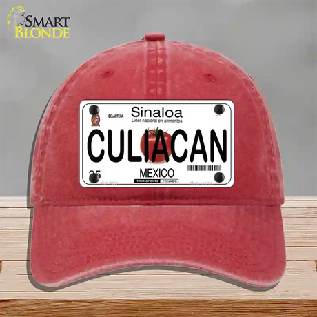 Culiacan Mexico Novelty License Plate Hat Unconstructed Cotton / Red