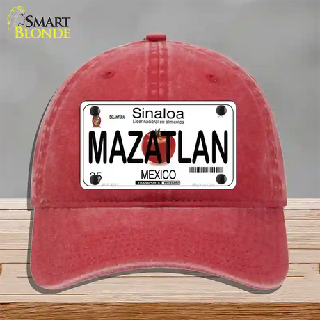 Mazatlan Mexico Novelty License Plate Hat Unconstructed Cotton / Red