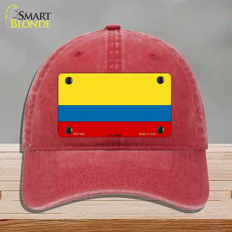 Colombia Flag Novelty License Plate Hat Unconstructed Cotton / Red