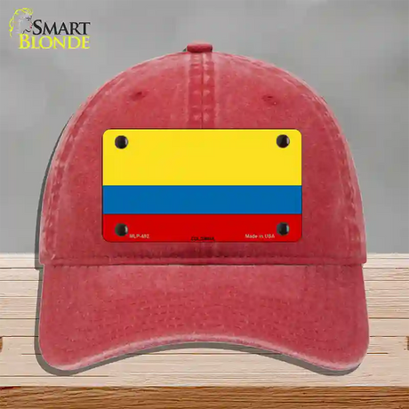 Colombia Flag Novelty License Plate Hat Unconstructed Cotton / Red