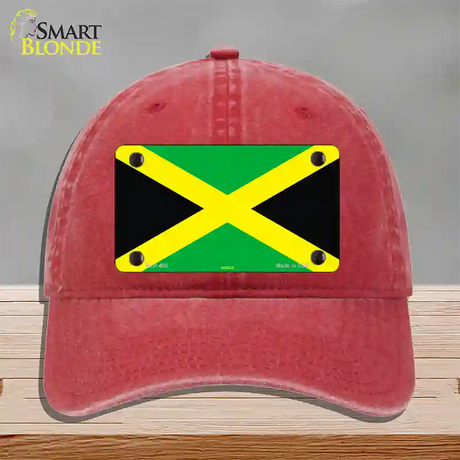 Jamaica Flag Novelty License Plate Hat Unconstructed Cotton / Red