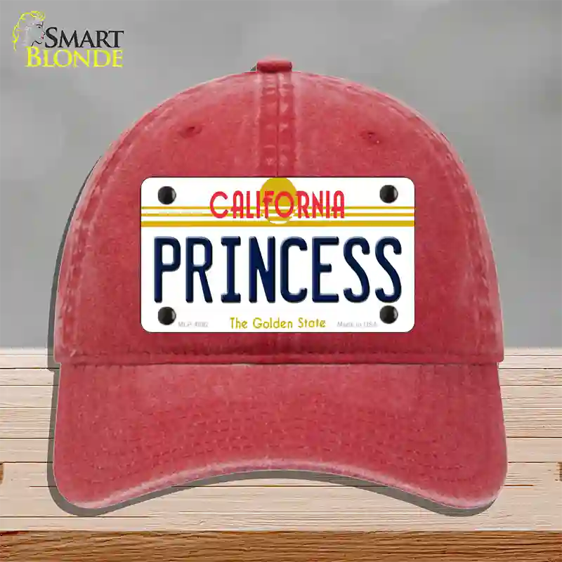 Princess California Novelty License Plate Hat Unconstructed Cotton / Red